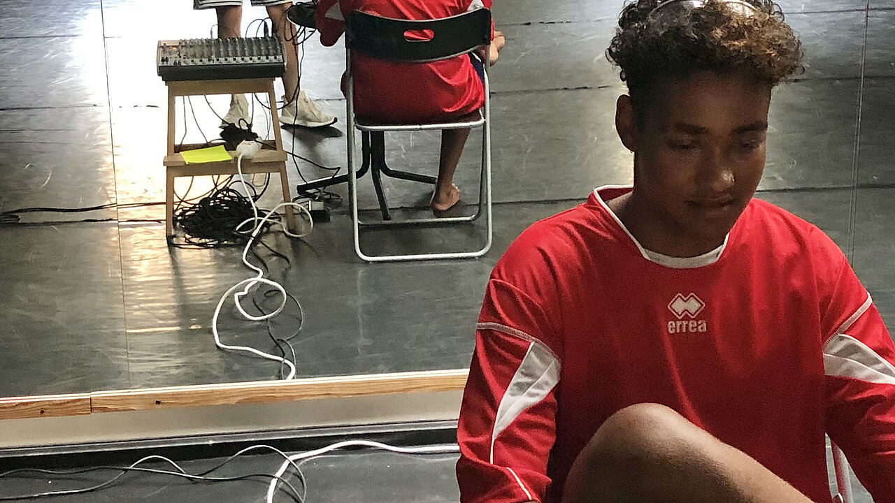 in the rehearsal studio